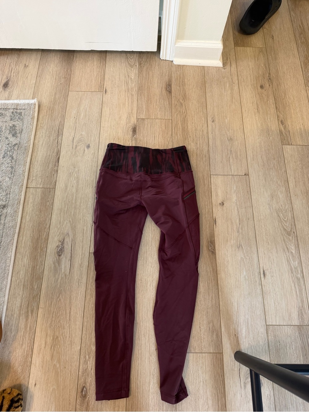 lululemon athletica Maroon Leggings with Patterned Waistband